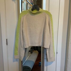 NWT Wild Fable Beige and Neon Green Sweater, L